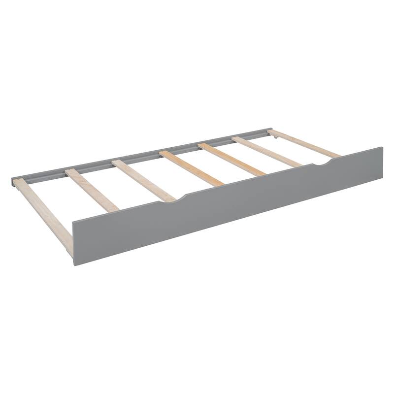 Wood Full Size Daybed with Built-In Storage Cabinet, Shelves & Twin Trundle, Rattan Accent, No Box Spring Needed