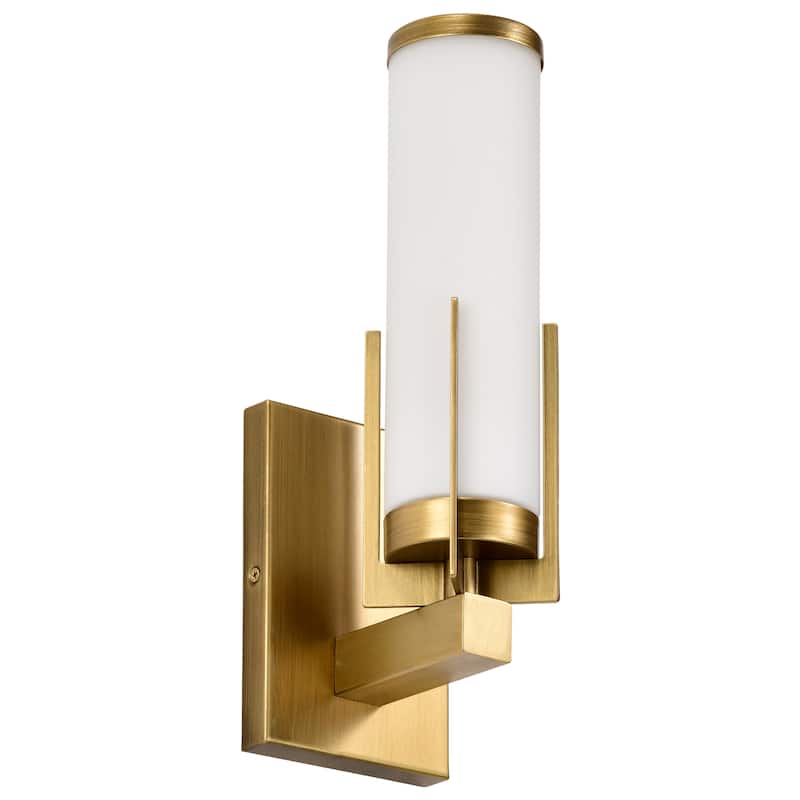 Roselle 1 Light Vanity Natural Brass with White Glass - Natural Brass