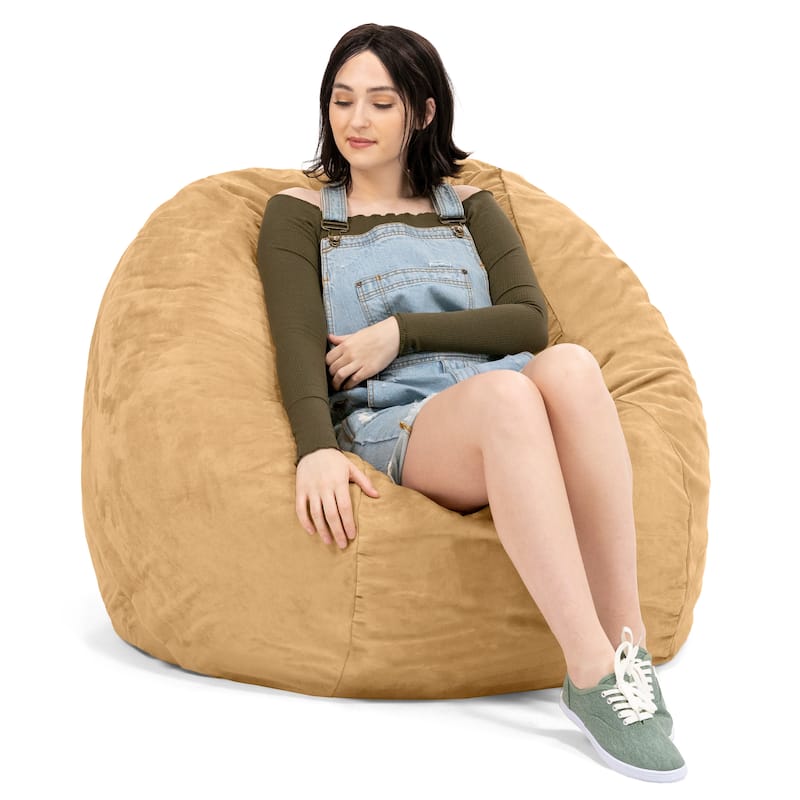 Jaxx Basics 4 Foot Large Adult Bean Bag Chair, Oversized with Filler