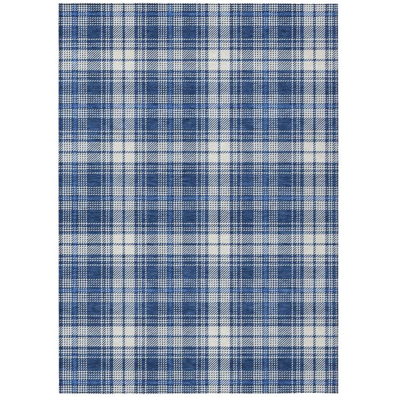 Machine Washable Indoor/ Outdoor Plaid Chantille Rug