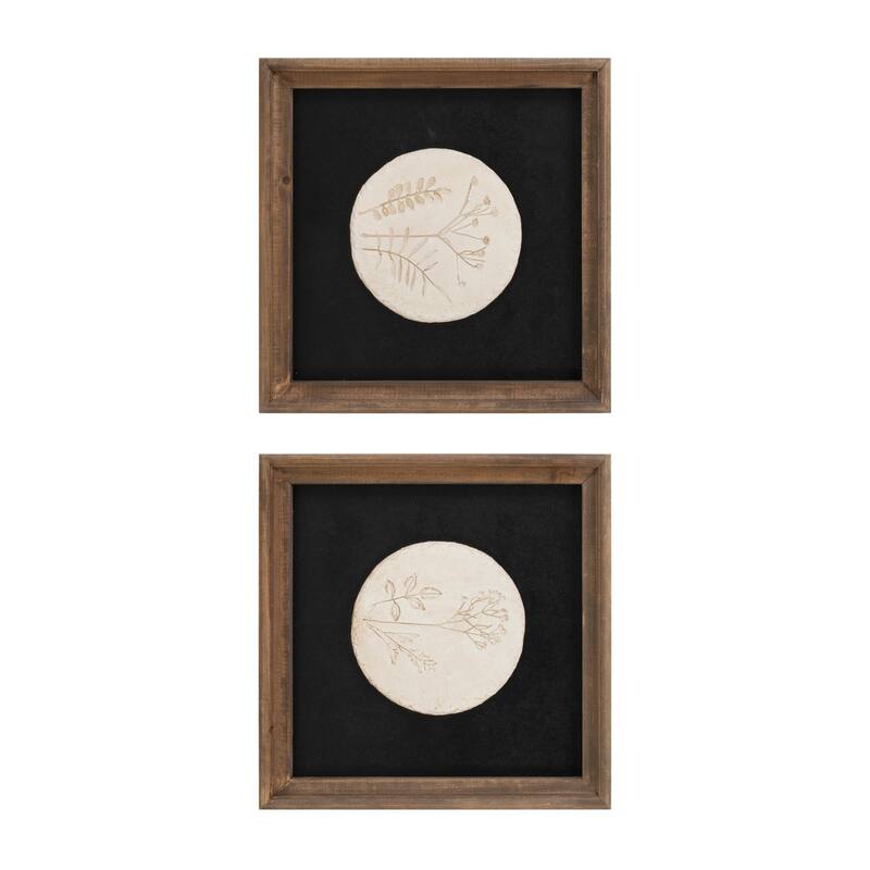 Wood Framed Floral Wall Plaque - 12" - Set of 2