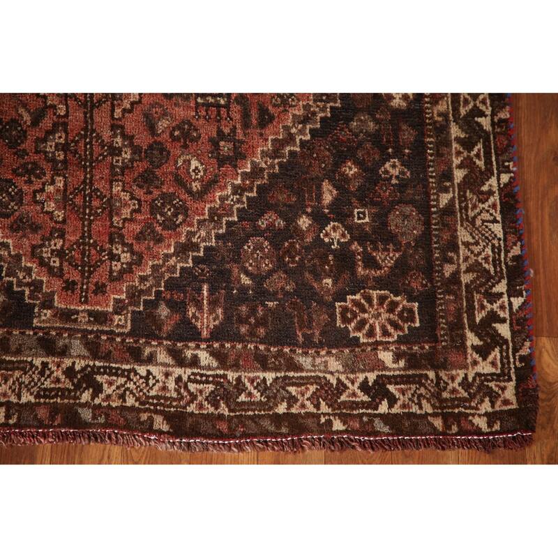 Tribal Shiraz Persian Vintage Area Rug Hand-knotted Wool Carpet - 3'9"x 5'0"