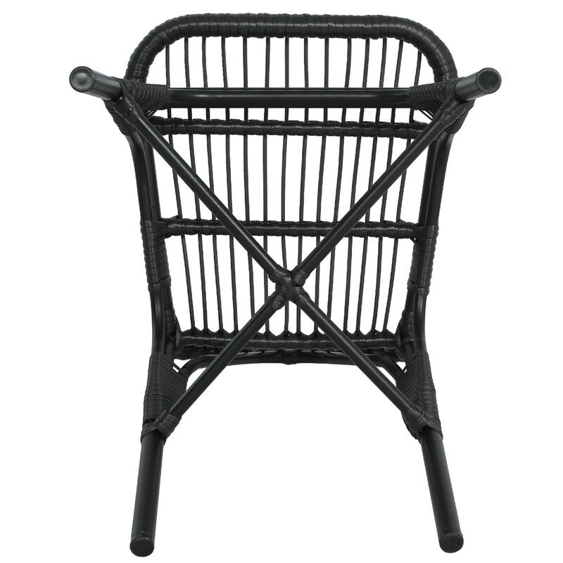 Set of 2 Outdoor PE Wicker and Iron Frame Dining Chairs, No Assembly