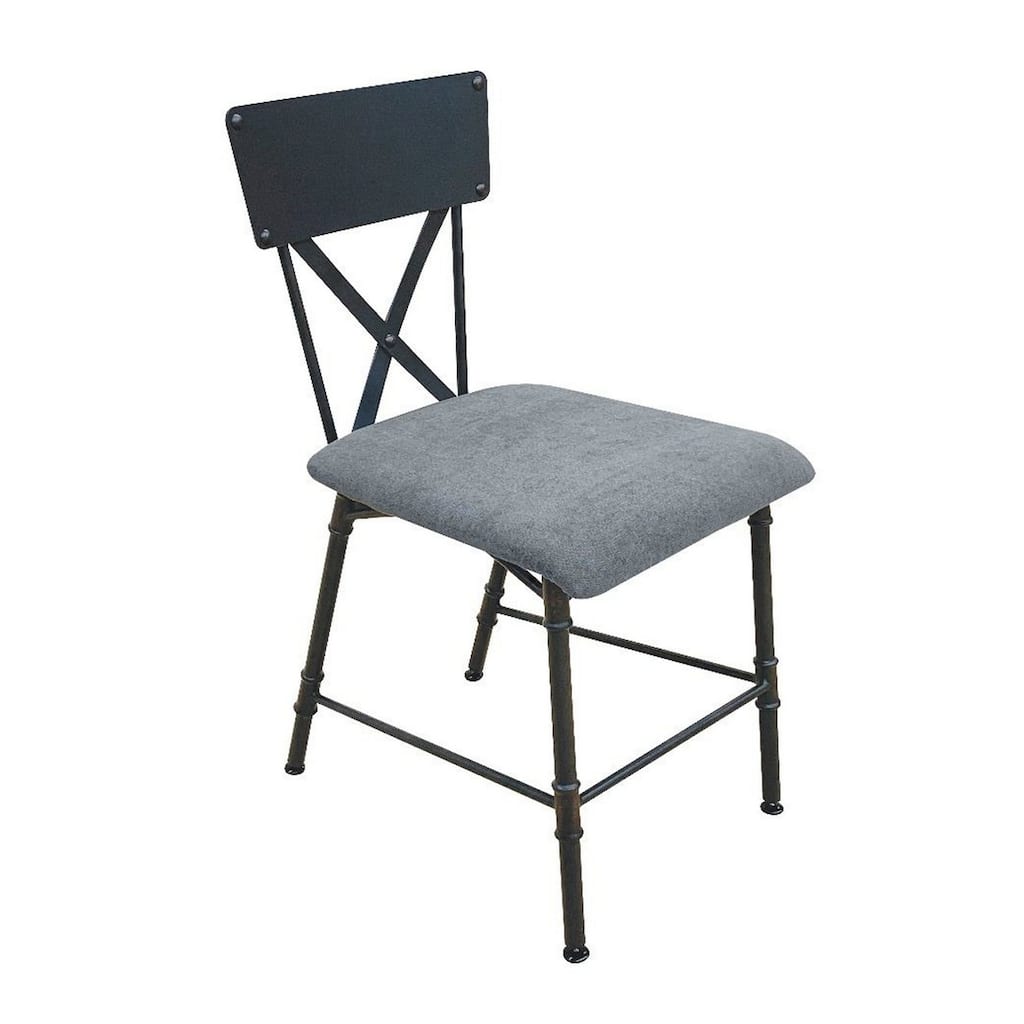 Office Chair with Cushioned Seat and Industrial Metal Pipe Legs, Gray