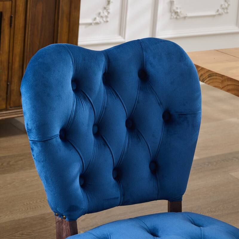 French Vintage Style Dining Chairs Set of 2, Upholstered Button Tufted Kitchen Chairs with Nailhead Trim