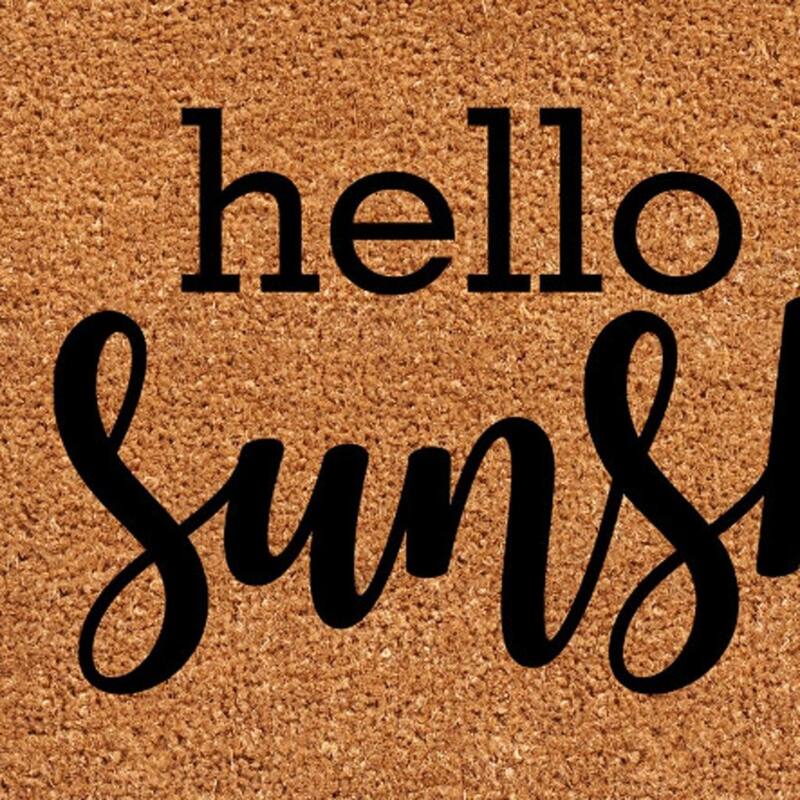 HomeRoots 30" X 48" Brown And Black Hello Sunshine Outdoor Coir Door Mat - 30.00' X '48.00