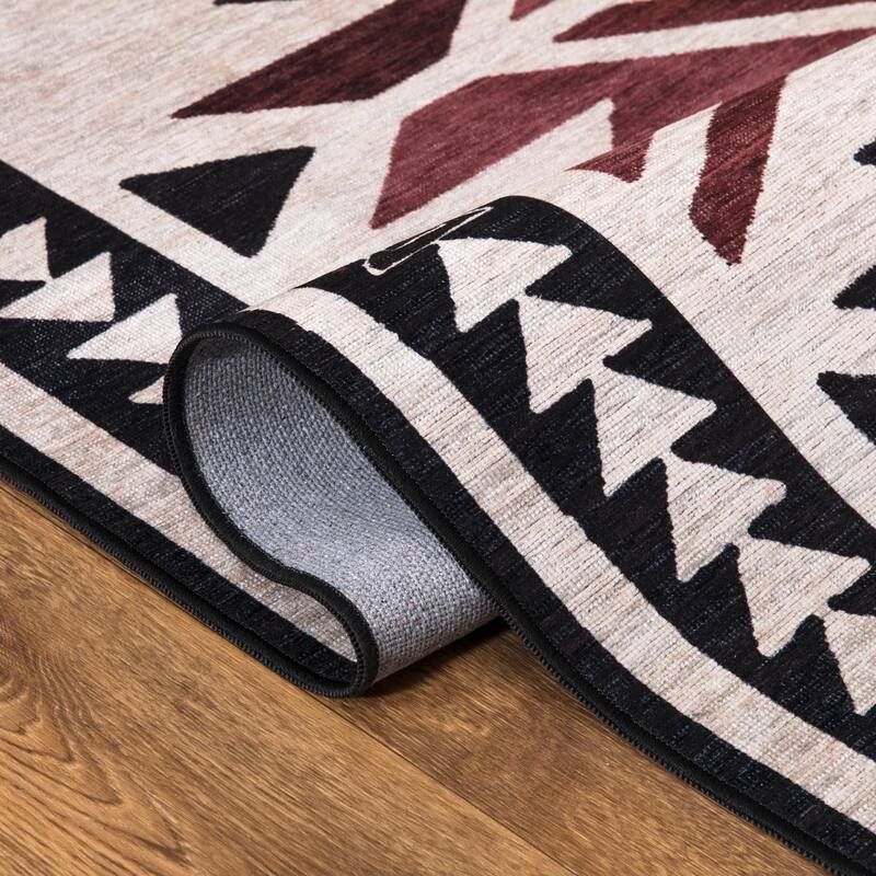 Abani Rugs Molana Southwestern Cream Charcoal Red Area Rug