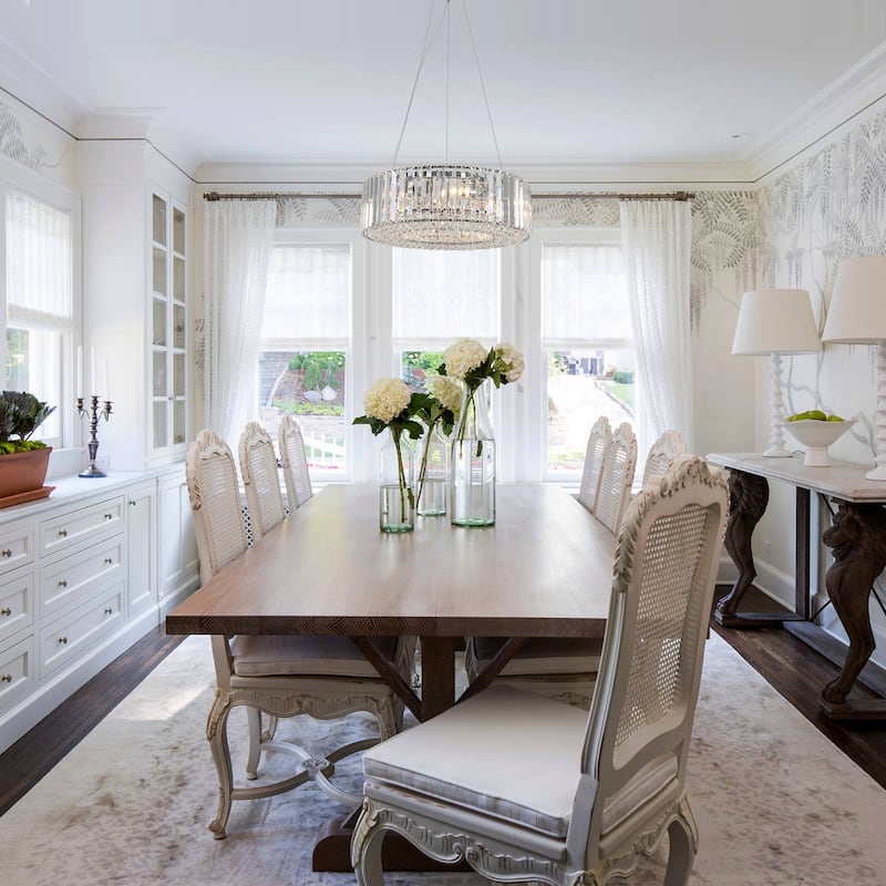 19.69 in. 6-Light Farmhouse Semi Flush Mount Chandelier, Crystal Chandelier, Drum Chandelier for Dining Room Living Room Kitchen