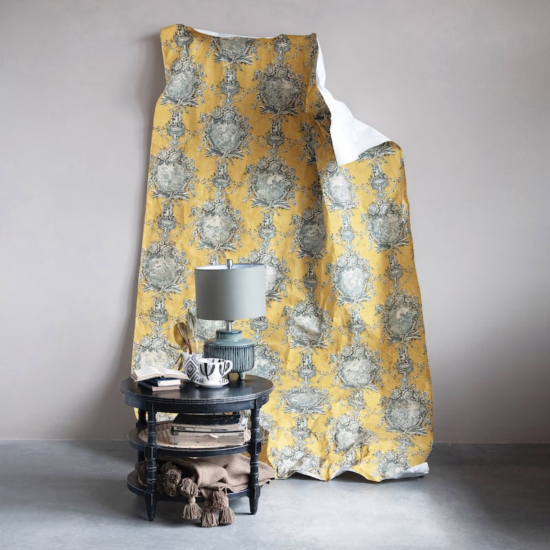 Mango Wood Table with 2 Cane Shelves - 23.5"L x 23.5"W x 23.5"H