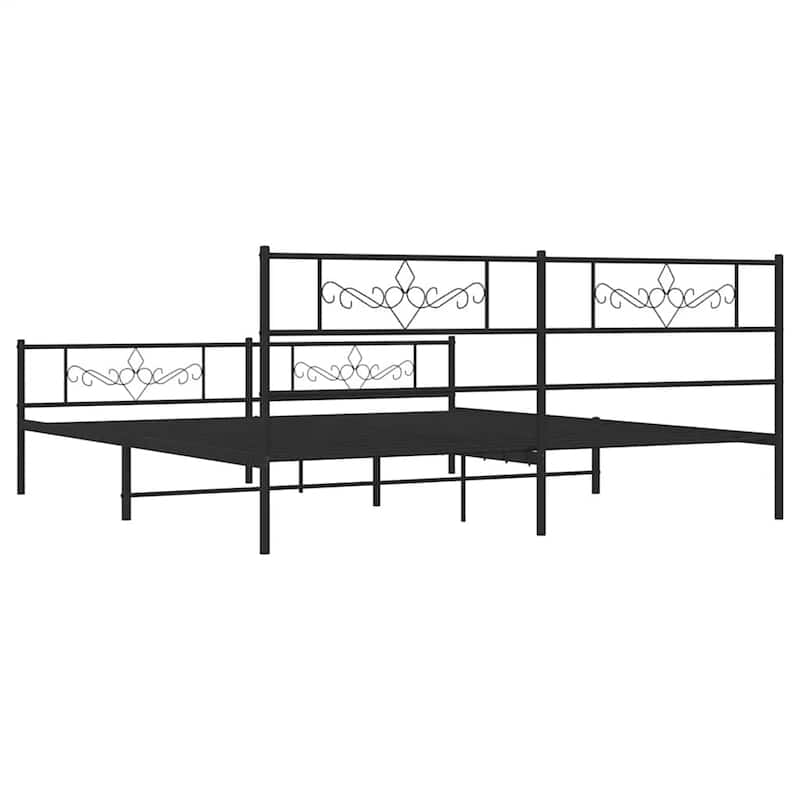 vidaXL 12 Inches Black California King Metal Bed Frame No Mattress