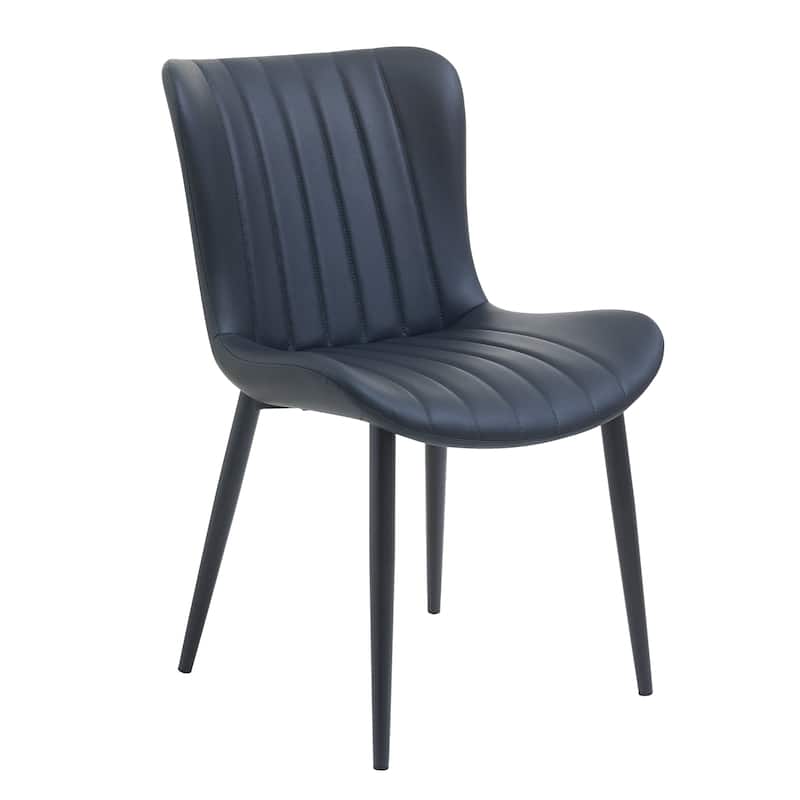 Dining Chairs Set of 2, Modern Upholstered Dining Chairs, Armless Faux Leather Accent Chairs with Backrest, Metal Legs