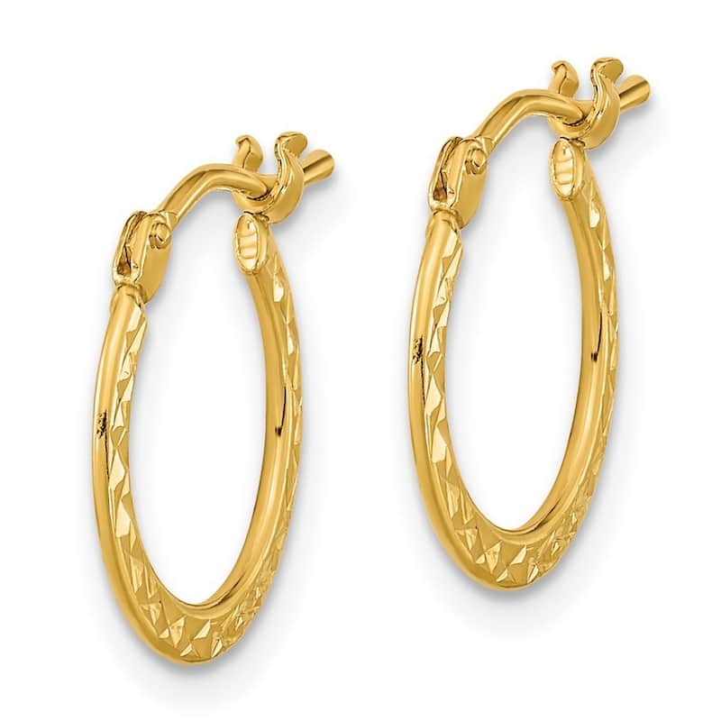 Curata 14k Gold Diamond-Cut 14mm Hoop Earrings