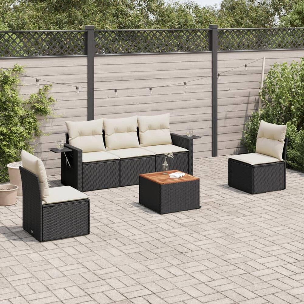 vidaXL Garden Sofa Set Poly Rattan 6 Piece Set - 21.7 x 21.7 x 14.6 in (W x L x H)