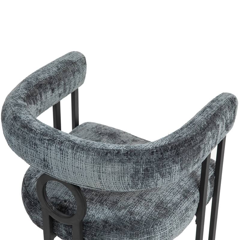 Mid-Century 2-Piece Barrel Side Chairs Dining Chair Armchair with Curved Backrest,Grey