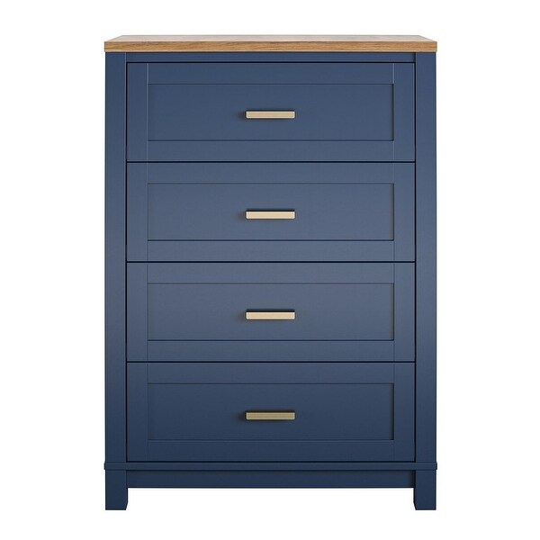 Josiah 4 Drawer Dresser, Navy with Walnut top - none - Bed Bath