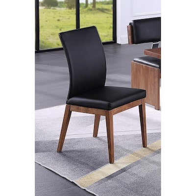 Somette Emily Black Curved Back Side Chair with Wood Frame, Set of 2