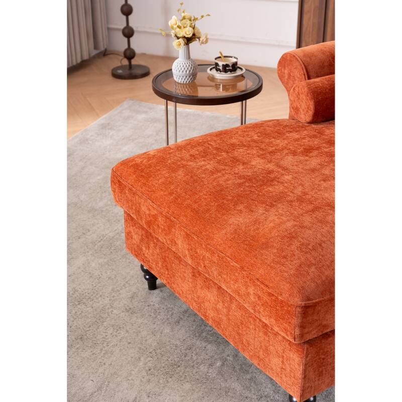 Oversized Chaise Lounge Indoor,Chenille Single Sofa Bed with Wide Seat,Upholstered Lazy Sleeper Armchair,Reading Couch Set
