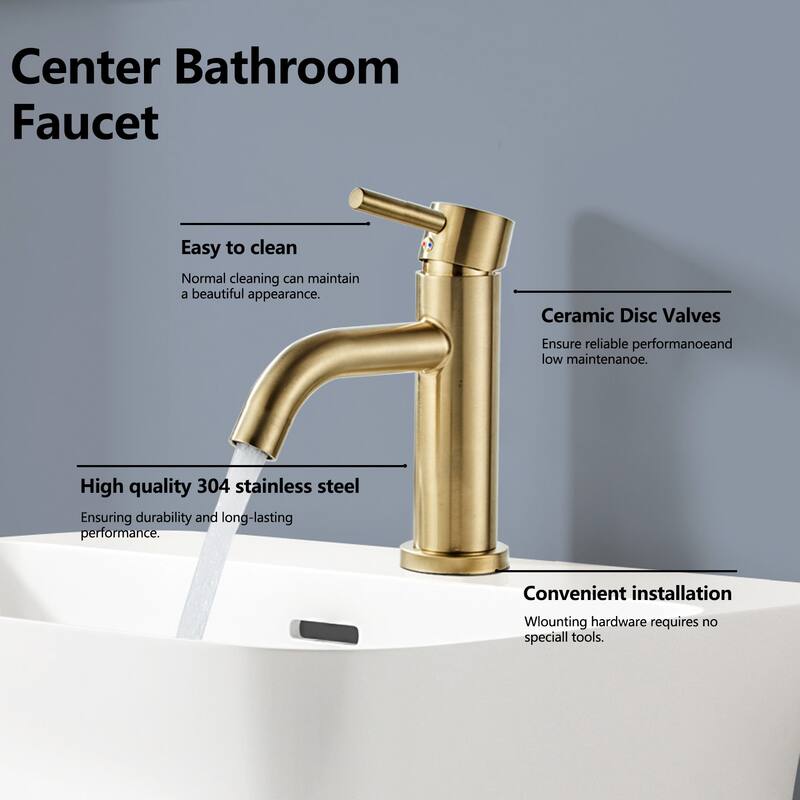 Topcraft Stainless Steel 6.7/12.2 Single Handle Single Hole Bathroom Sink Faucet