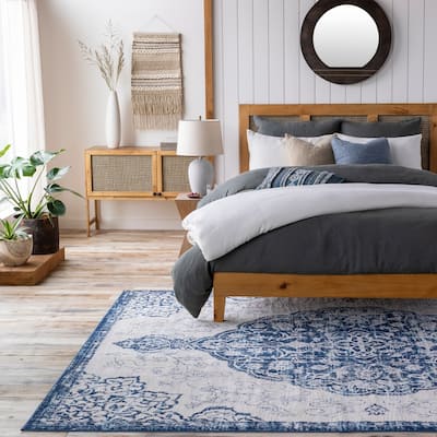 Livabliss Okeefe Vibrant Floral Medallion Area Rug