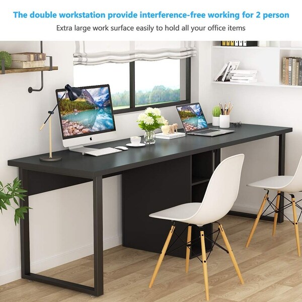 Extra Large Double Workstations Desk With Storage For Home Office