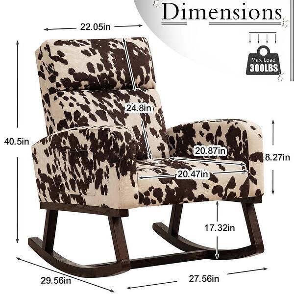 dimension image slide 16 of 18, HOMYKA 28" Wide Rocking Chair for Nursery with Solid Wood Leg