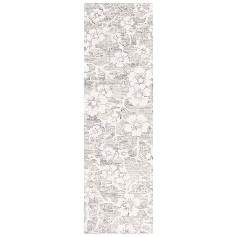 SAFAVIEH Handmade Glamour Zaruhi Modern & Contemporary Viscose Rug - 2'3" x 8' Runner - Grey/Ivory