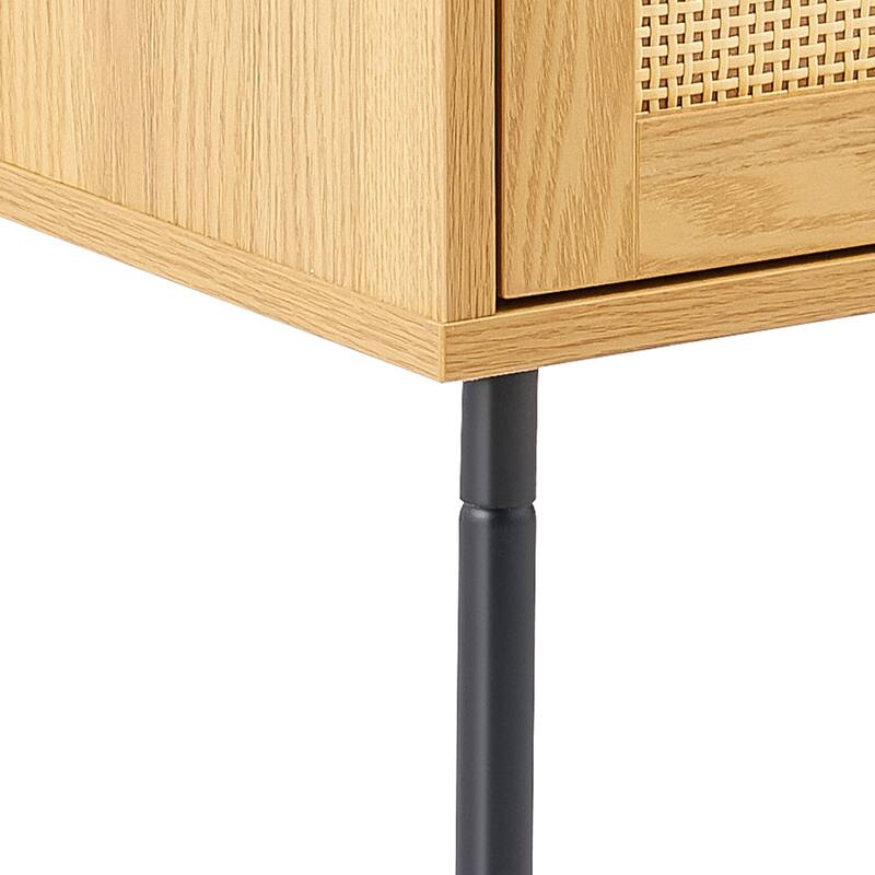 CO-Z Boho Wicker Rattan Nightstand Bedside Table