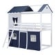 preview thumbnail 7 of 28, [Impression & Beautiful] Twin Size Bunk Wood House Bed with Elegant Windows, Sills and Tent