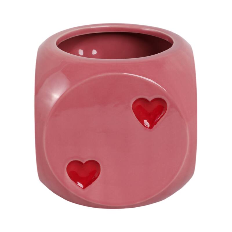 Decorative Ceramic Dice Planter or Flower Pot - 6" - 6.0"