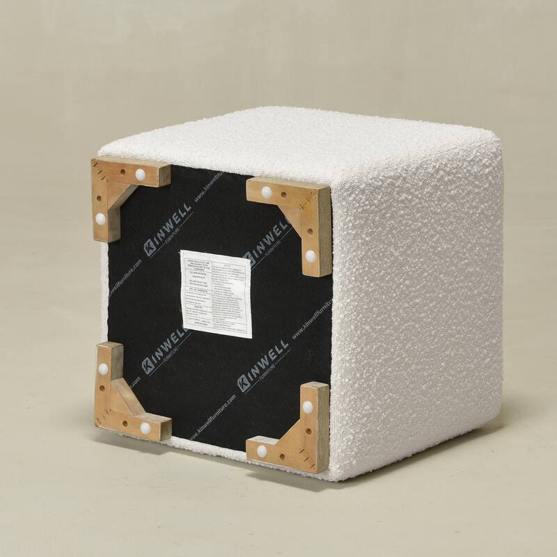 KINWELL 18.5" W Square Boucle Upholstered Ottoman Entryway Footstool