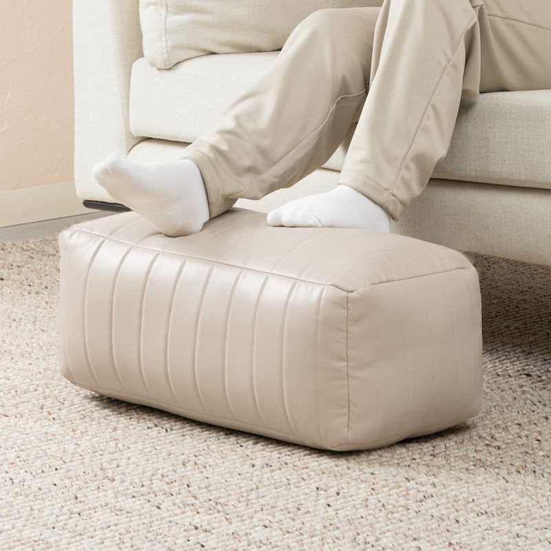 Jani Footrest Bench Ottoman Pouf - Handcrafted for Seating, Footrest, Home Decor for Living Room, Bedroom Pouf - 22" x 12" x 10" - Cream