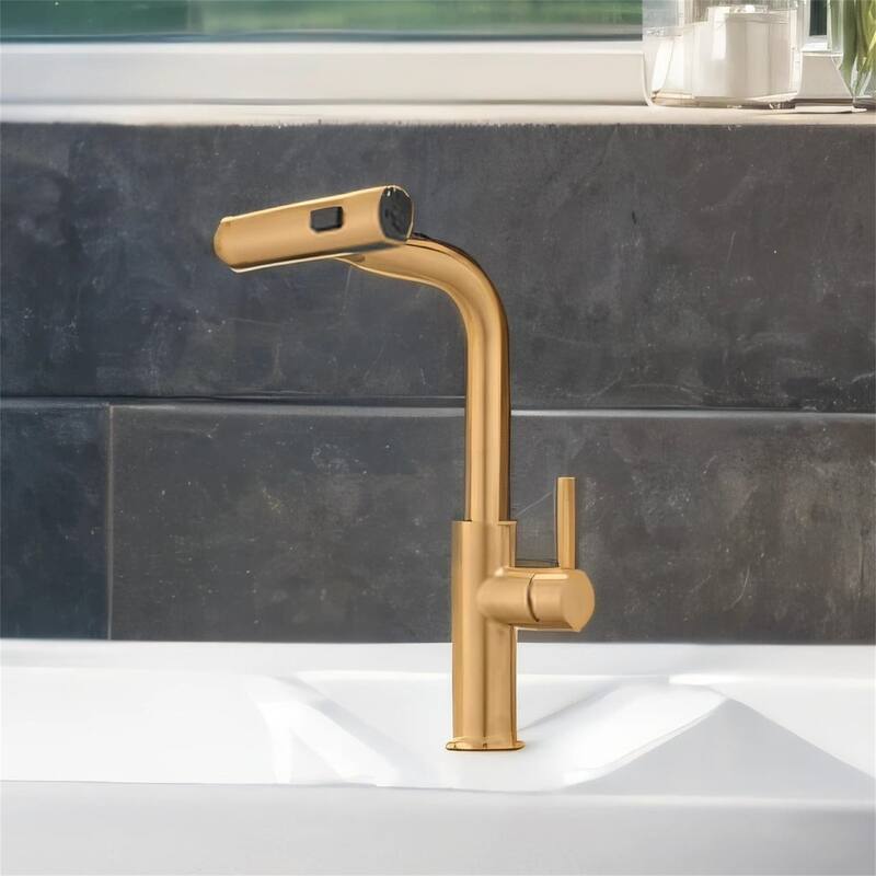 Kitchen Sink Faucet with Pull-Out Sprayer - Single Hole Bar Faucet