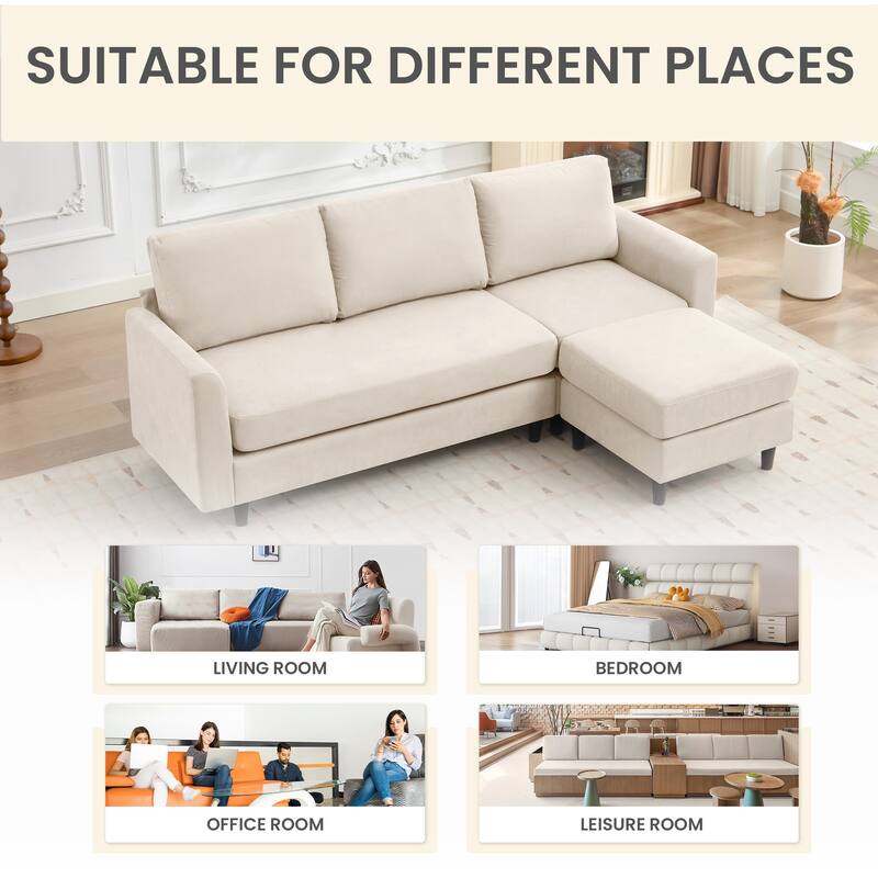 Snow Velvet Sectional Sofa