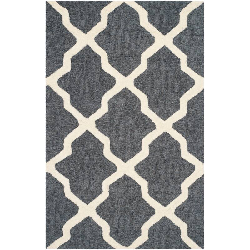 SAFAVIEH Handmade Cambridge Eirny Moroccan Trellis Wool Rug - 2' x 3' - Dark Grey/Ivory