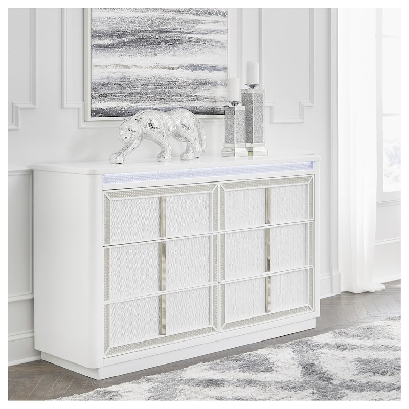 Signature Design by Ashley Chalanna White Dresser - 6-drawer - White