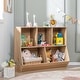 preview thumbnail 1 of 5, 5-Cubby Kids Toy Storage Organizer Wooden Bookshelf Natural/White