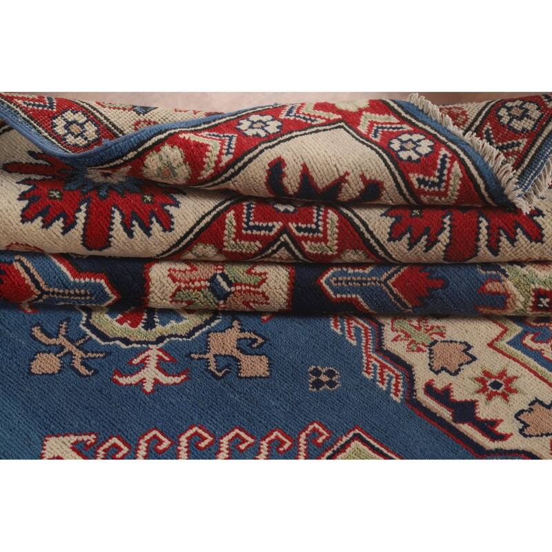 Blue Kazak Rug Hand-Knotted Oriental Wool Carpet - 8'3"x 11'6"
