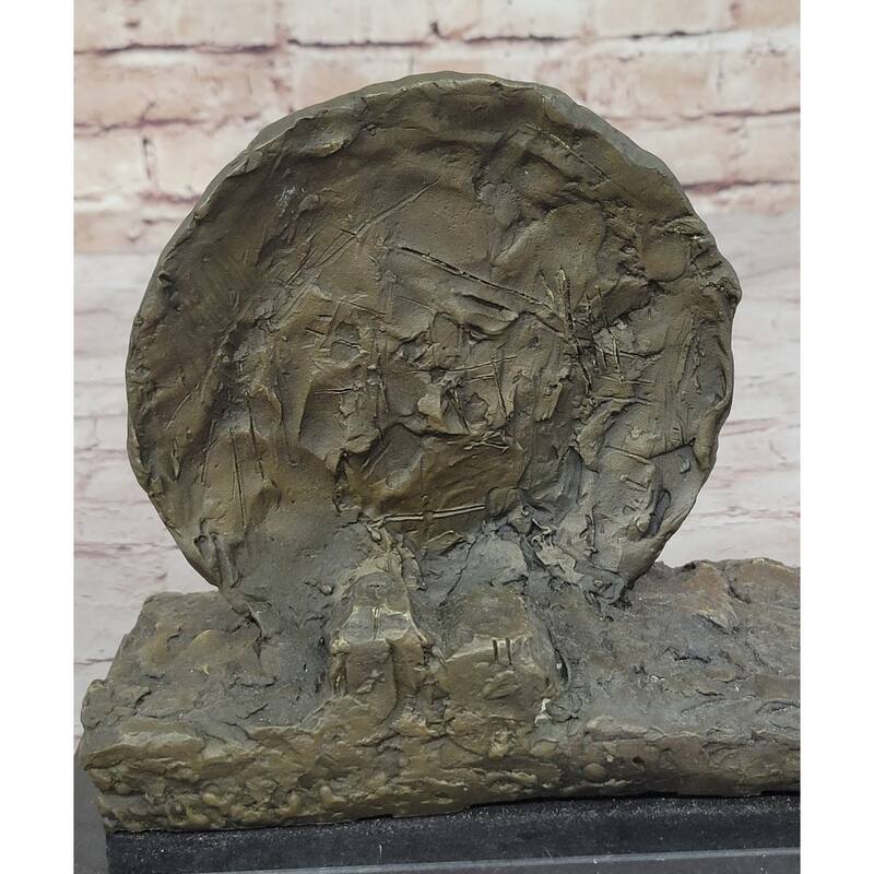 Handcrafted Gia 100 Percent Real Bronze Sculpture Woman And Wheel Clic Artwork Statue