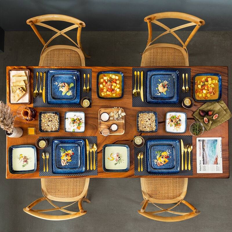 vancasso Stern Reactive Glaze Stoneware Dinnerware Set, Service for 4