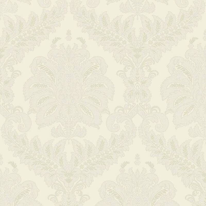 Galerie Wallcoverings Ornamenta Collection Traditional Damask Matte Finish Vinyl on Non-woven Wallpaper Roll - 33-feet long x 21-inches wide - Cream