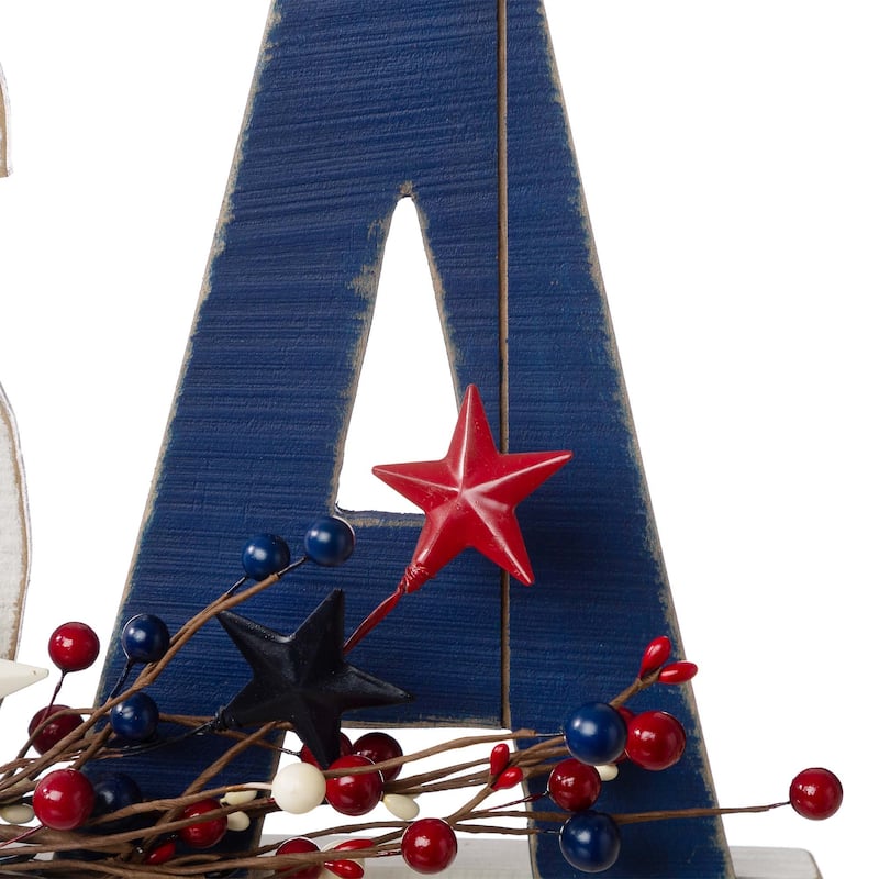 Glitzhome Patriotic Americana Flag USA Table Decor