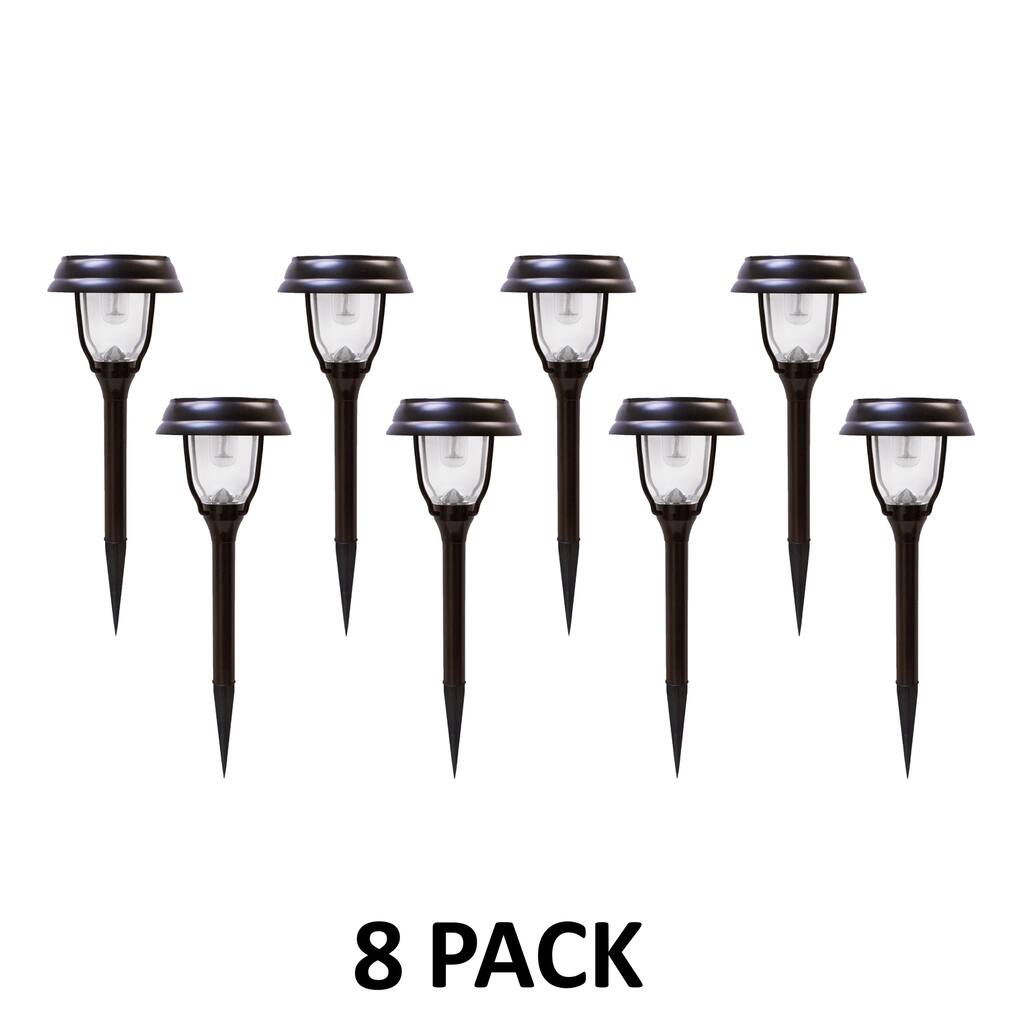Bronze Solar Garden Light with Dual Color Bulb - 8PK