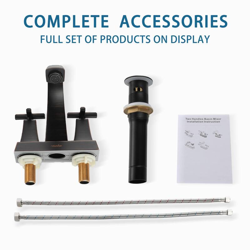 2-Handle Bathroom Sink Faucet Cross handle with Pop-up Drain