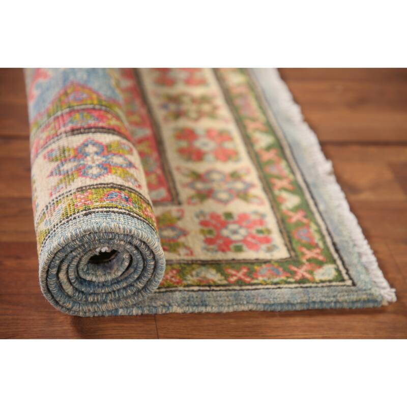 Geometric Kazak Oriental Accent Rug Handmade Wool Carpet - 2'8" x 4'1"