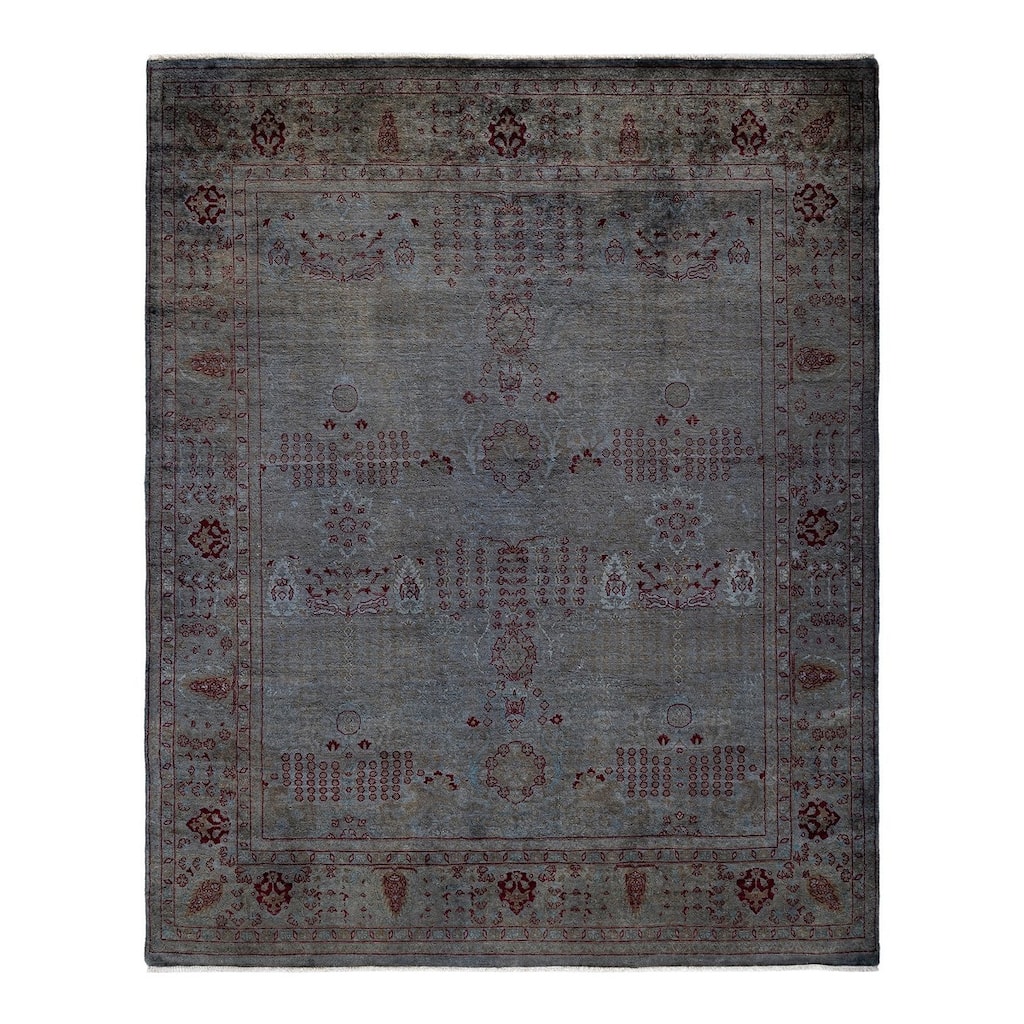 Overton Hand Knotted Wool Vintage Inspired Modern Contemporary Overdyed Gray Area Rug - 5' 10" x 7' 3"