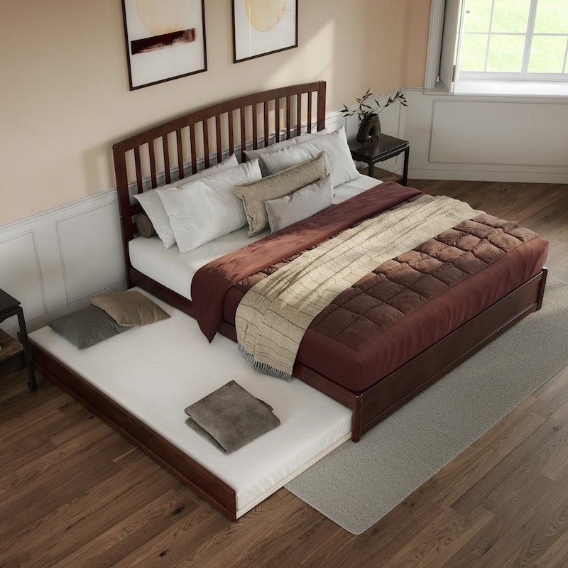Lucia Platform Bed with Panel Footboard and Twin XL Trundle