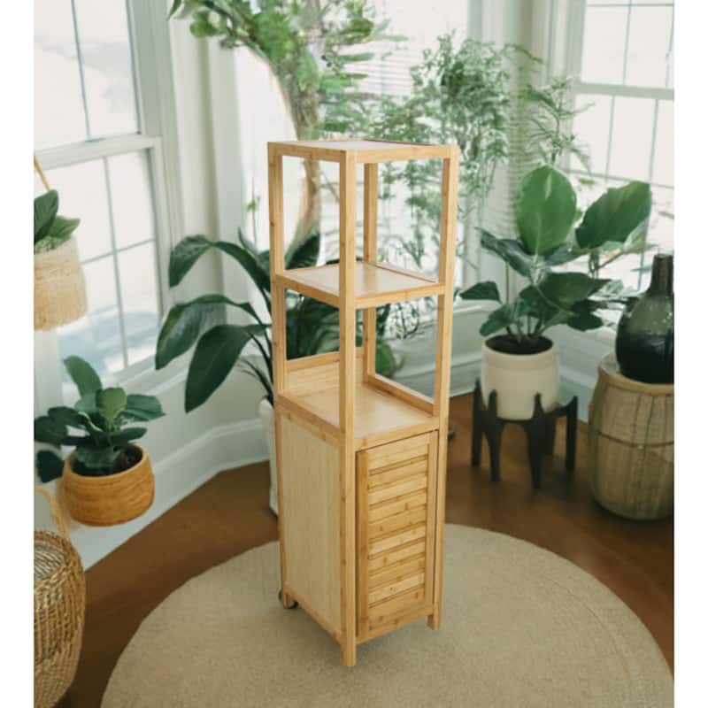 Porch & Den Burning Tree Solid Bamboo Spa Storage Tower Cabinet - Natural