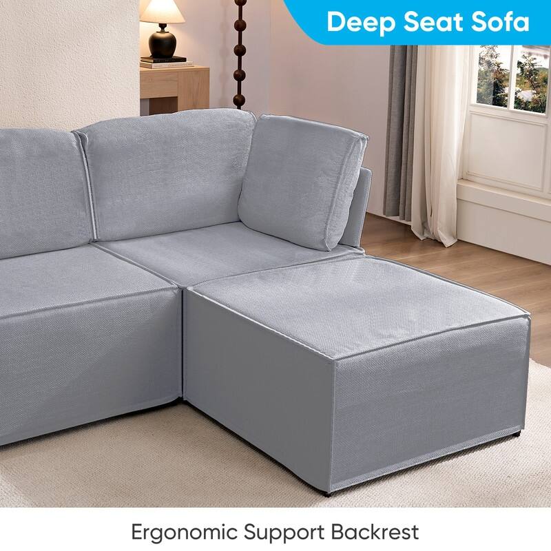 Mixoy Oversized Modular Sectional Sofa, U/L-Shaped Couch with Deep Seat, Ottoman, Convertible Modern Linen Sleeper Sofa Bed
