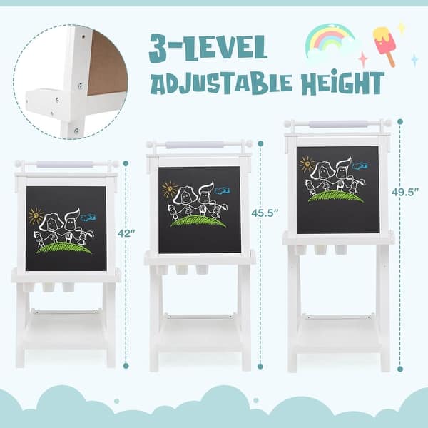 dimension image slide 4 of 5, Costway Foldable Easel for Kids 3-in-1 Double-sided Art Easel with - See Details