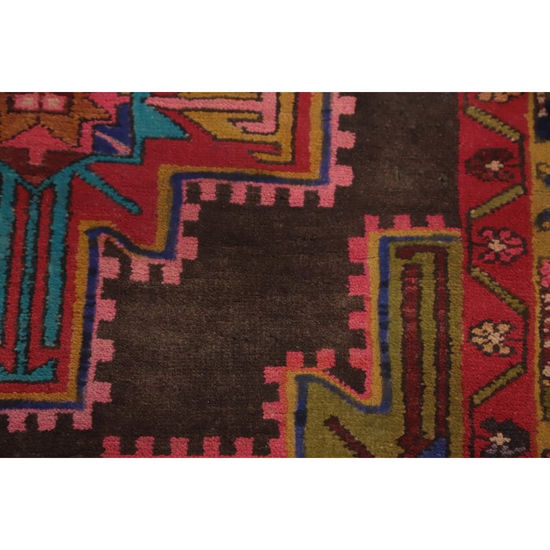 Hand Knotted Oriental 100% Wool Carpet Traditional Tribal Brown Meshkin Runner Rug - 10' 8'' X 3' 6''
